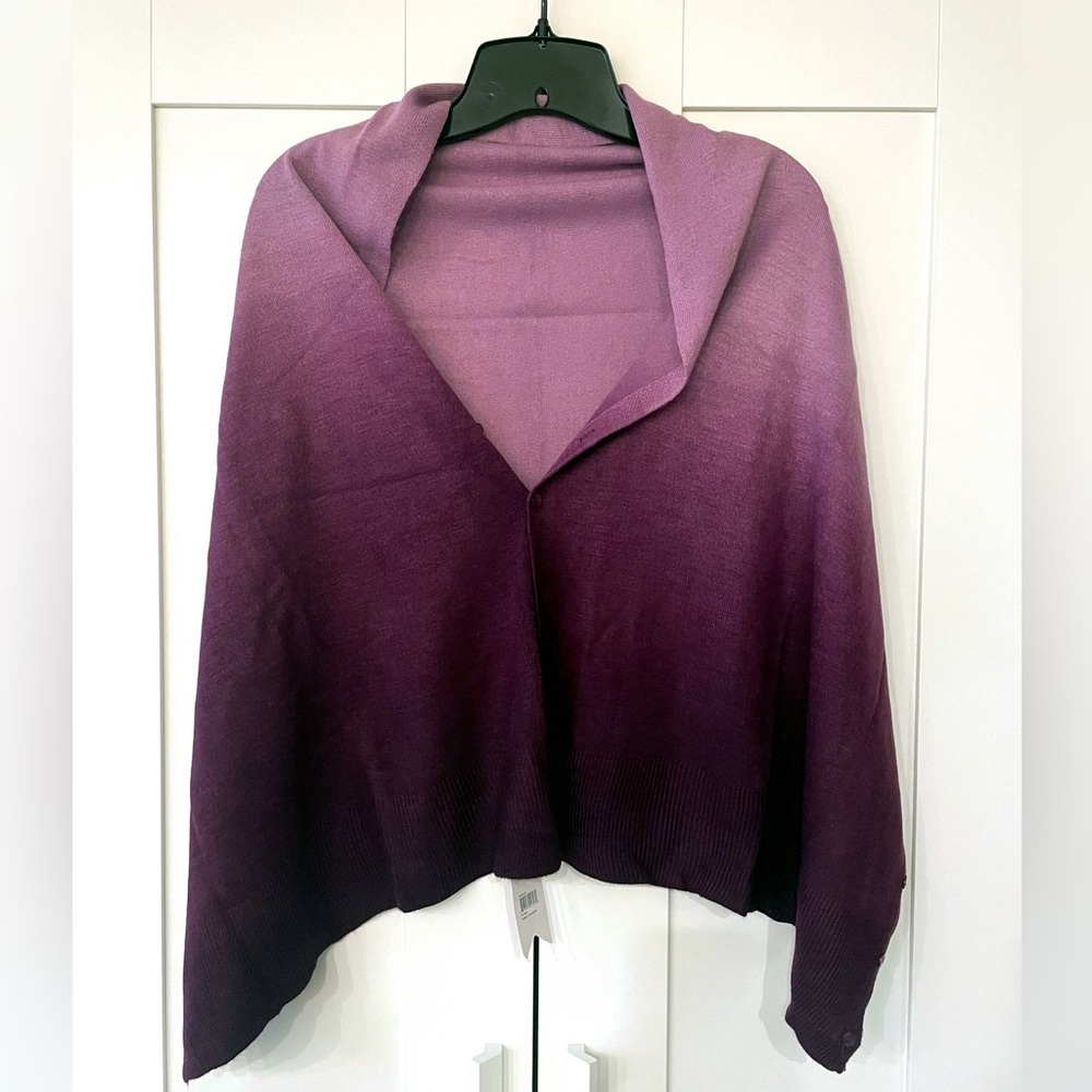 NWT Women Convertible Scarf Shawl Multi Wear with buttons Purple